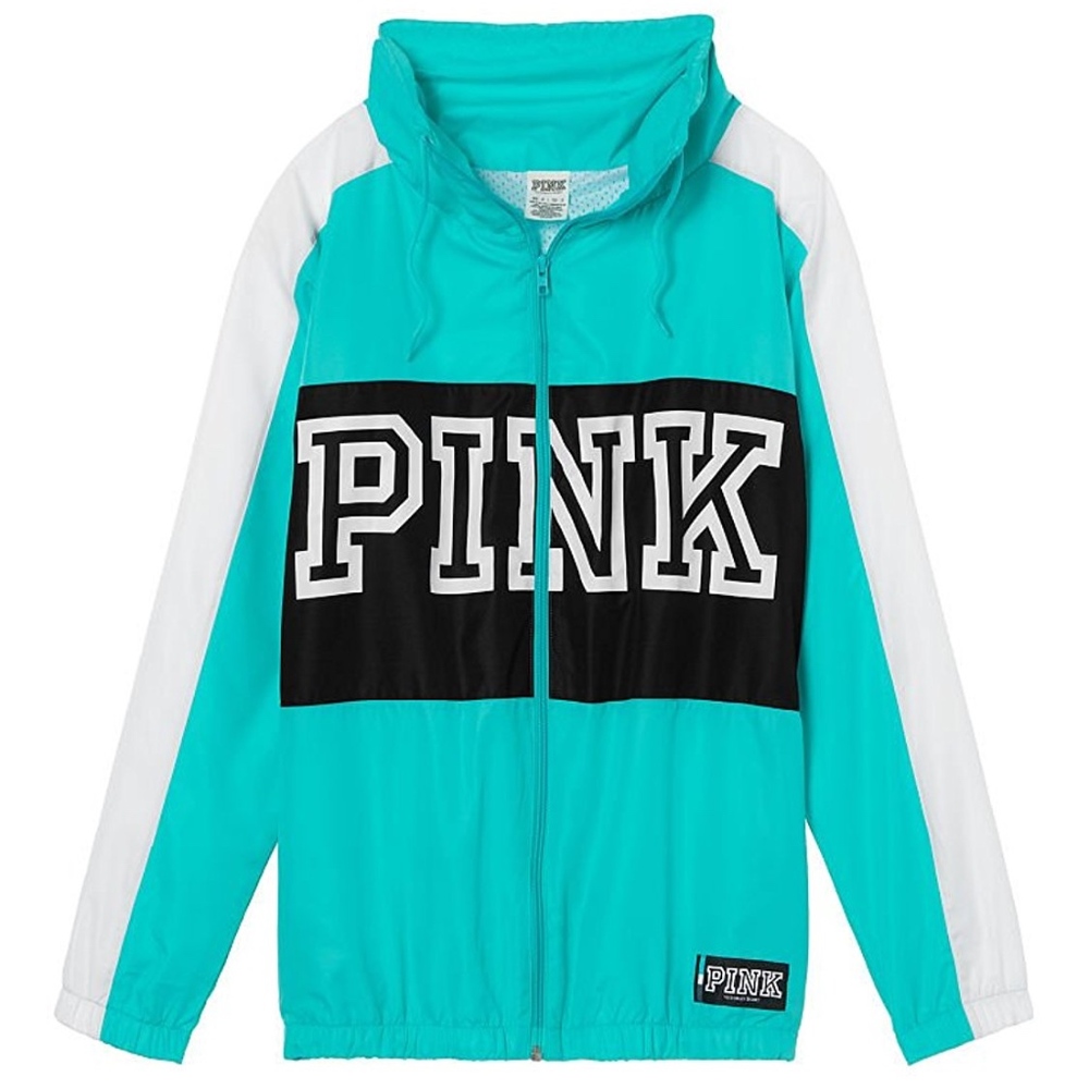 Victoria’s Secret PINK Neck Anorak M/L Aqua NWT